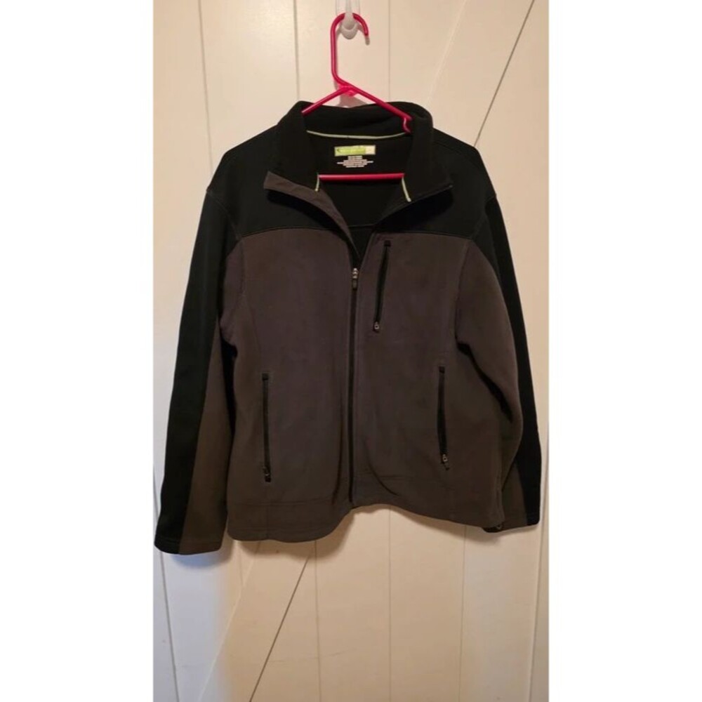 Tek Gear Black Gray Men’s Jacket Size Large Fleece Lined Full Zip